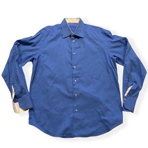 Robert Graham Blue Pattern Button Down Shirt Cotton Mens Large